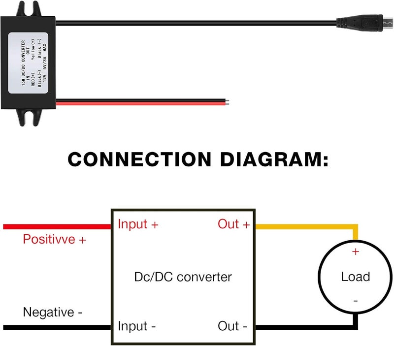 Weewooday DC-DC Buck Converter Module 12V to 5V Micro USB Power Adapter Compatible with Ring Alarm Keypad (2) - Image 5