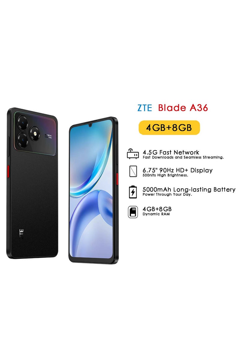 ZTE Blade A36 Dual SIM Nebula Black 4GB+8GB RAM 64GB 4G - International Version - Image 1