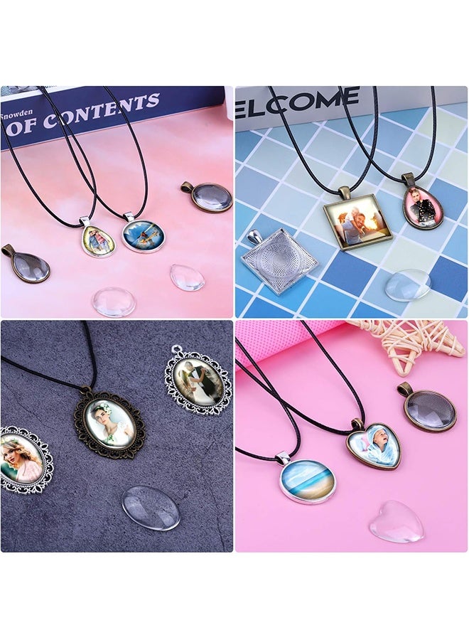 سويت لايف مجموعة صواني المعلقات المكونة من 90 قطعة لصنع المجوهرات، بما في ذلك 30 قطعة من الفراغات في الحواف، و30 قطعة من الكابوشون الزجاجي، و30 قطعة من حبال القلائد لصنع القلائد - Image 5