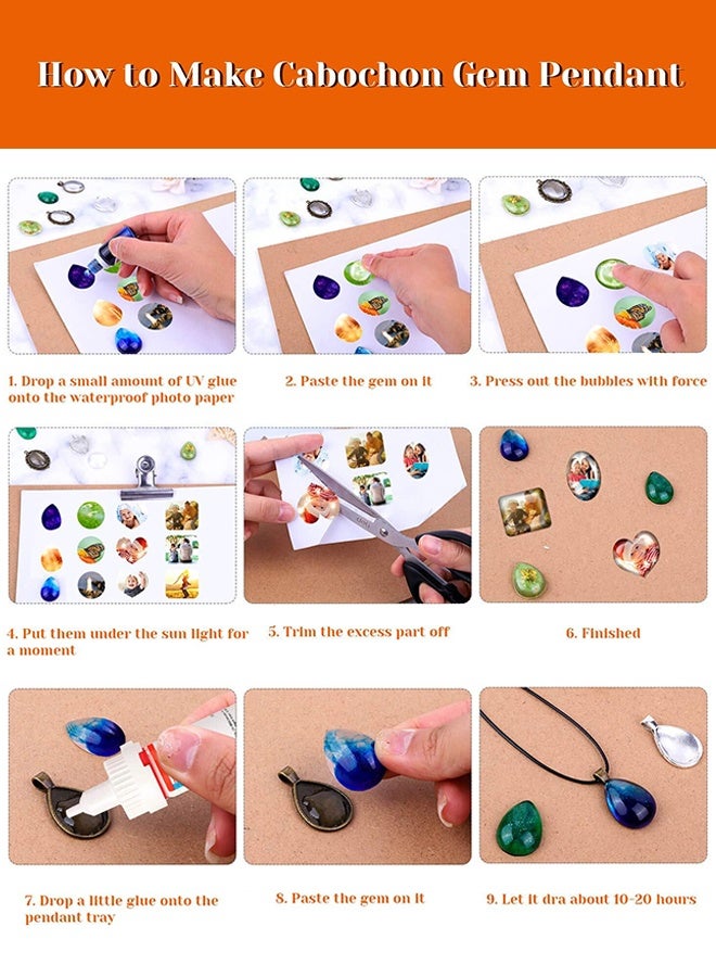 سويت لايف مجموعة صواني المعلقات المكونة من 90 قطعة لصنع المجوهرات، بما في ذلك 30 قطعة من الفراغات في الحواف، و30 قطعة من الكابوشون الزجاجي، و30 قطعة من حبال القلائد لصنع القلائد - Image 4