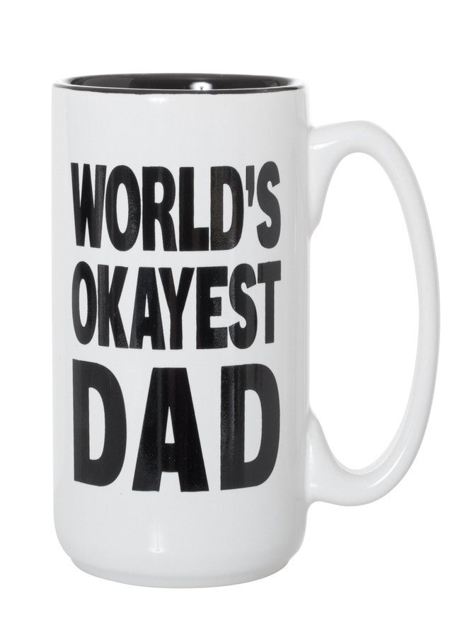 Artisan Owl World's Okayest Dad Mug – Funny 15oz Large Coffee Cup for Dad with Black Interior - Present for Father's Day, Birthday, or Christmas from Son or Daughter - Image 2