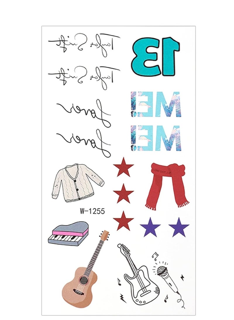 SYOSI Number 13 Temporary Tattoos 5 Sheets Waterproof TS Tattoo Stickers Hand Tattoo for Fans Gifts Birthday Party Decorations Party Favors for Party Supplies for Singer Fans Concert - Image 4