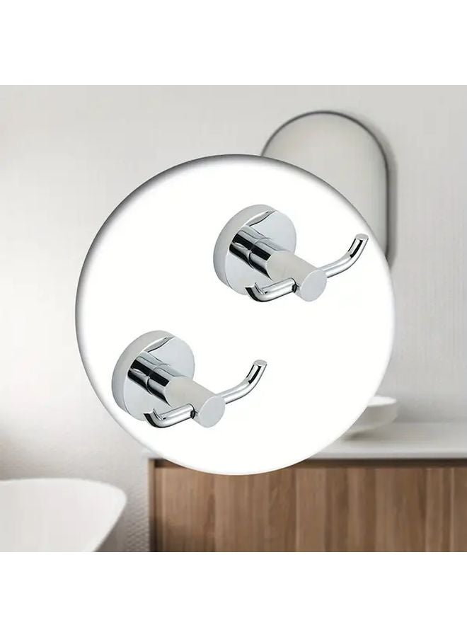 2 Pack Double Clothes Hooks Chrome Plated Zinc Alloy Wall Mounted For Towels - Image 5