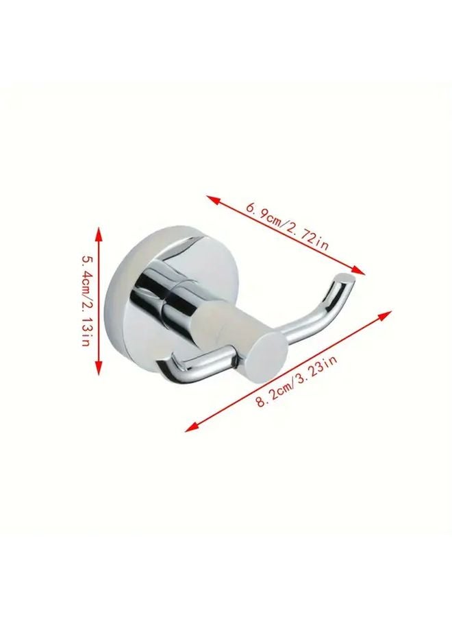 2 Pack Double Clothes Hooks Chrome Plated Zinc Alloy Wall Mounted For Towels - Image 4