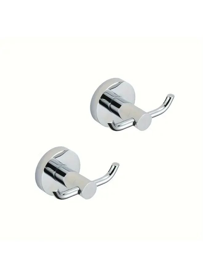 2 Pack Double Clothes Hooks Chrome Plated Zinc Alloy Wall Mounted For Towels - Image 3