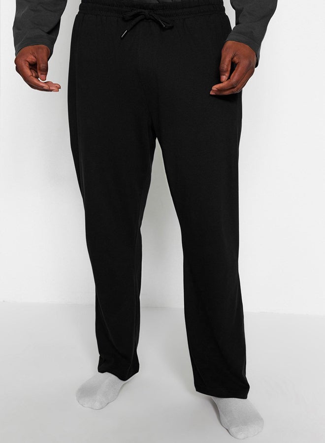 trendyol Anthracite Regular Fit Embroidered Knitted Plus Size Pajamas Set - Image 3