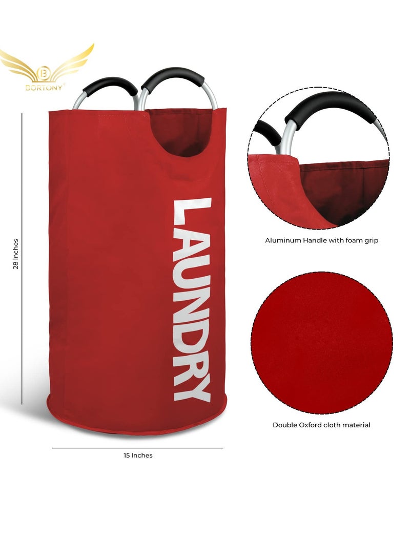 BORTONY Large Laundry Bag Foldable Hamper Laundry Basket Padded Handles Easy to Carry Washing Baskets for Laundry Clothes Hamper for Kids Bedroom Bathroom Nursery Utility Room - Image 3