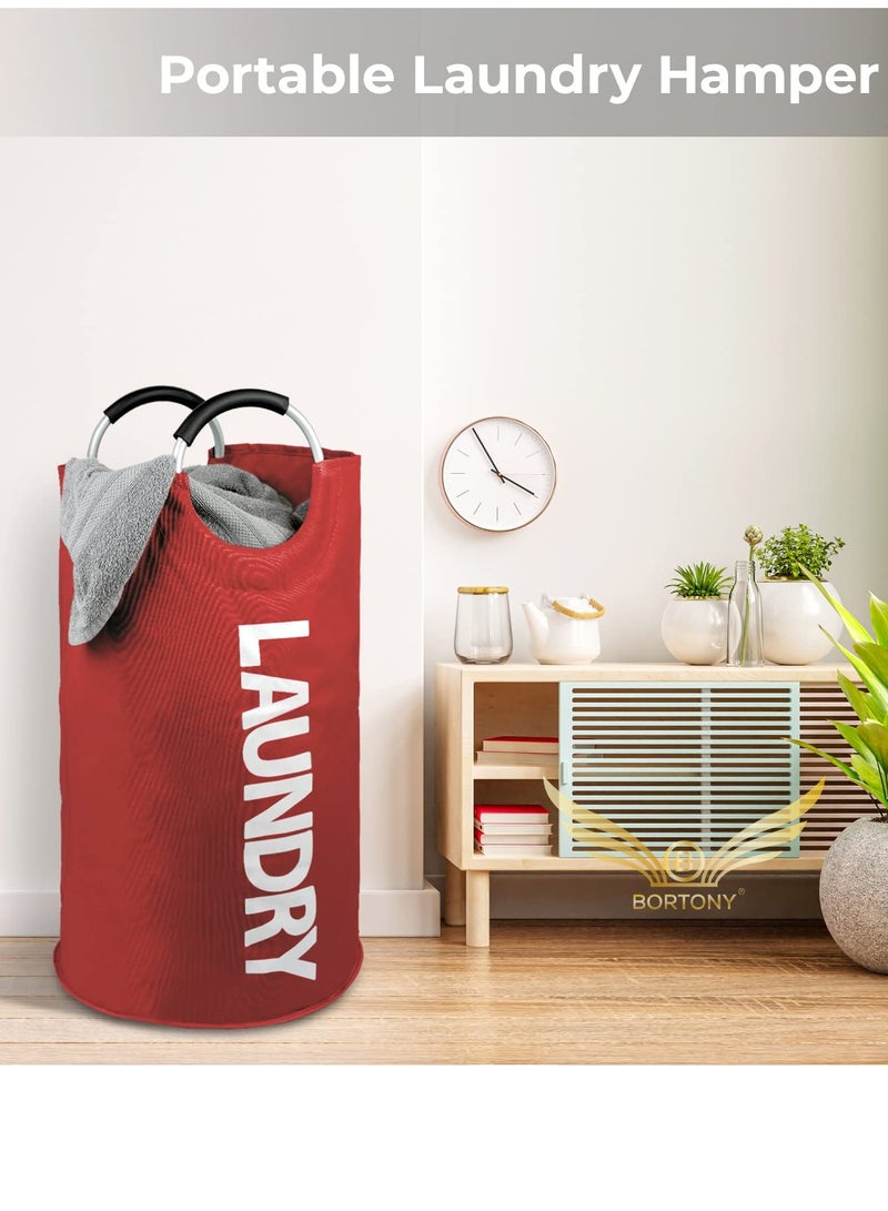 BORTONY Large Laundry Bag Foldable Hamper Laundry Basket Padded Handles Easy to Carry Washing Baskets for Laundry Clothes Hamper for Kids Bedroom Bathroom Nursery Utility Room - Image 4