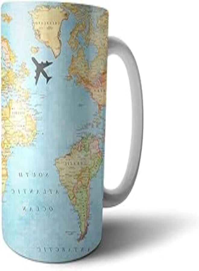 Map Printed Ceramic Mug - Multi Color