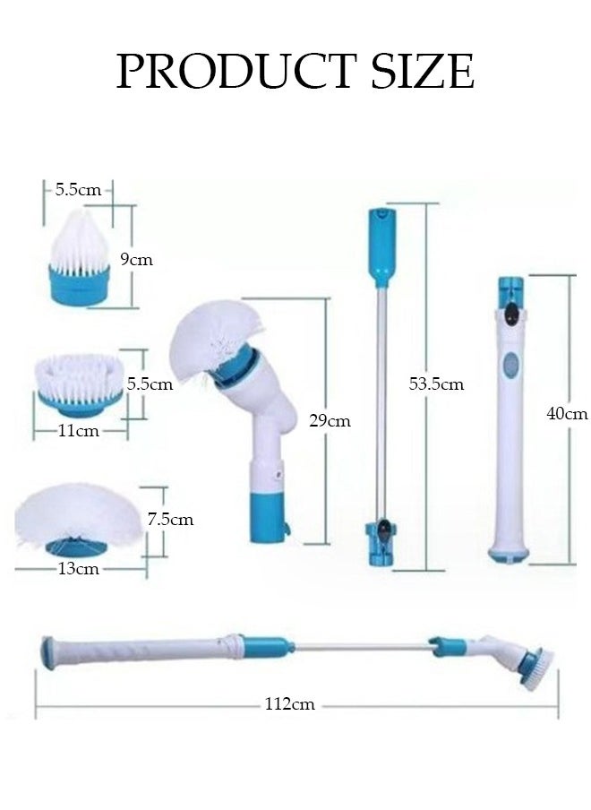 DUNISO Electric Cleaning Brush With 2 Replacement Brush Heads, Multi-Function Automatic Rotating Retractable Wireless Charging Long Handled Hard Bristle Floor Scrubber With Adjustable Extended Handle, Cordless Electric Rotating Brush, Extra Long Battery Life For Bathroom Kitchen Bathtub Glass Car Cleaning Brush  - Image 2