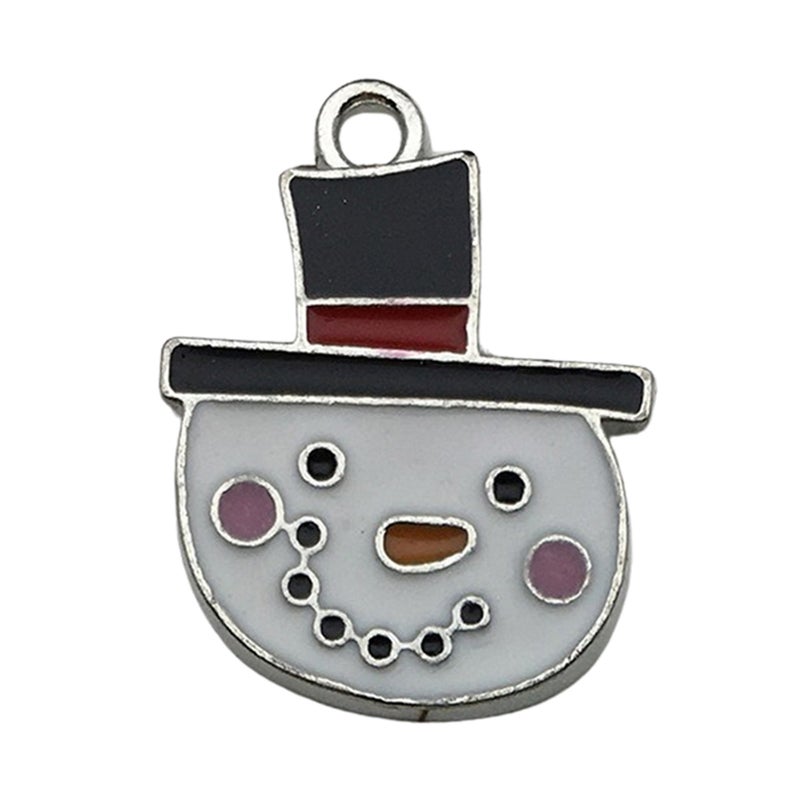 White K Oil Drop Alloy Santa Christmas Tree DIY Earring Pendants Snowman 16x20mm-2g-12641