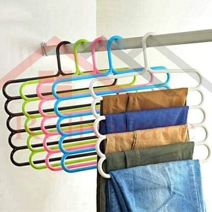 Rollyware® Multipurpose 5 Layer Plastic Hanger for Shirts, Ties, Pants, Jeans, T-Shirt, Sarees, Suits Space Saving Hanger for Wardrobe Cupboard (5) - Image 5