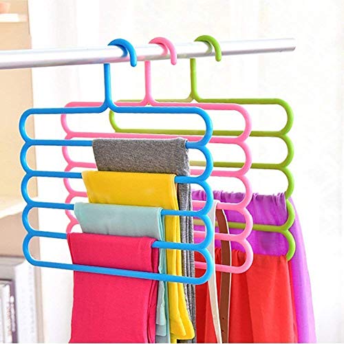 Rollyware® Multipurpose 5 Layer Plastic Hanger for Shirts, Ties, Pants, Jeans, T-Shirt, Sarees, Suits Space Saving Hanger for Wardrobe Cupboard (5) - Image 1