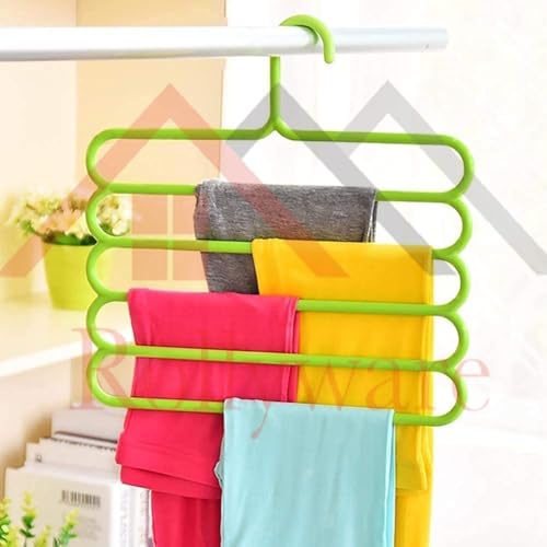 Rollyware® Multipurpose 5 Layer Plastic Hanger for Shirts, Ties, Pants, Jeans, T-Shirt, Sarees, Suits Space Saving Hanger for Wardrobe Cupboard (5) - Image 4