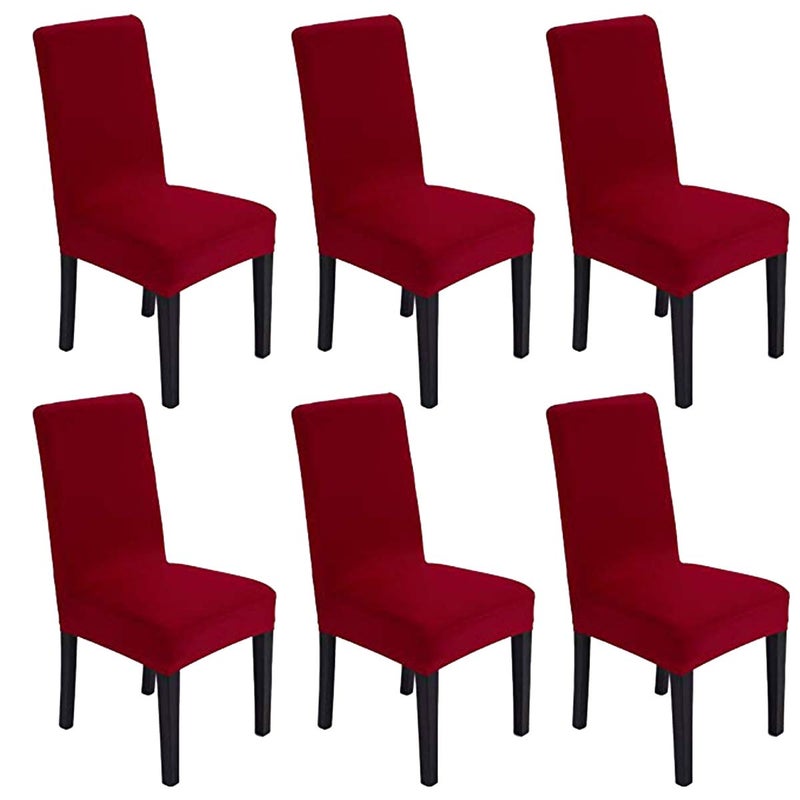 SheYang Spandex Fabric Stretch Removable Washable Dining Room Chair Cover Protector Seat SlipcoversWine red6 - Image 2