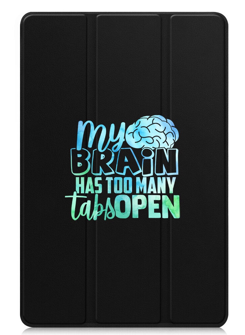 Theodor Protective Flip Case For Huawei MatePad SE 11 (2024) With Trifold Stand Auto Wake Sleep Shockproof Cover My brain has too many tabs open - Image 1