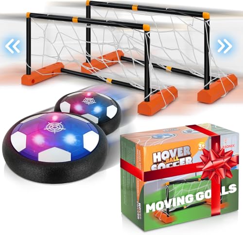 Atlasonix Hover Soccer Ball Indoor Soccer Ball Indoor Flying Toy Games 2 Floating Disks 2 Floating Gliding Goals Boy Birthday Gifts Indoor Silent Game 4 in 1 Pack - Image 1
