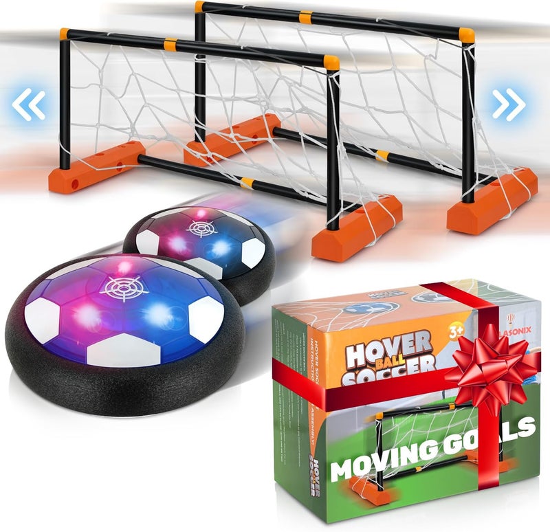 Atlasonix Hover Soccer Ball Indoor Soccer Ball Indoor Flying Toy Games 2 Floating Disks 2 Floating Gliding Goals Boy Birthday Gifts Indoor Silent Game 4 in 1 Pack - Image 2