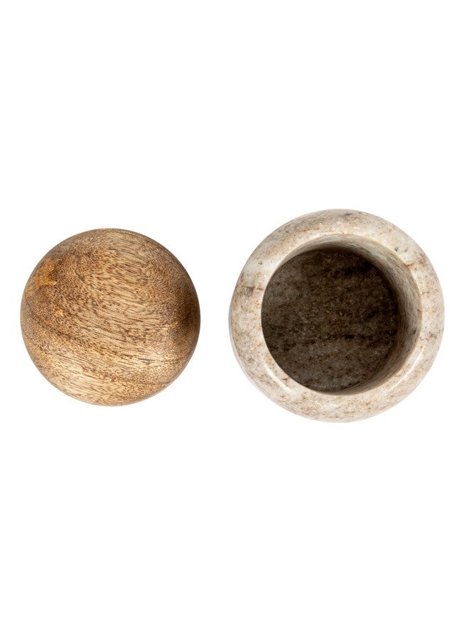 Creative Co-Op Modern Marble Canister with Wood Lid, Natural - Image 4