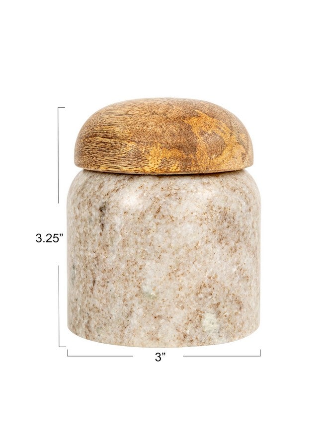 Creative Co-Op Modern Marble Canister with Wood Lid, Natural - Image 2