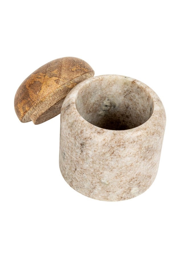 Creative Co-Op Modern Marble Canister with Wood Lid, Natural - Image 5