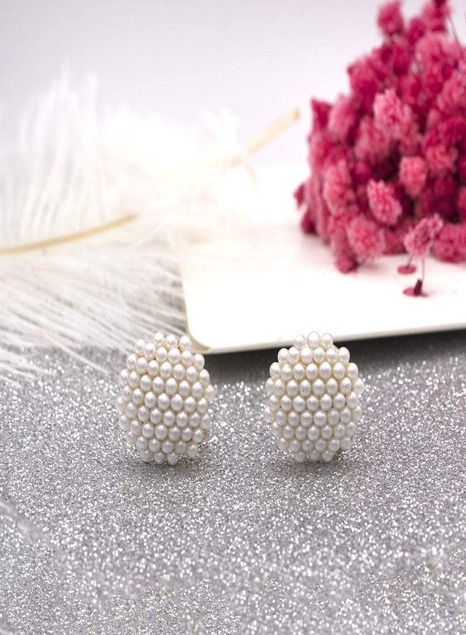 YOQUCOL Simulated Pearl Golden Tone Big Clip On Earrings For Non Pierced Bridal-Elegant Jewelry for Women - Image 3