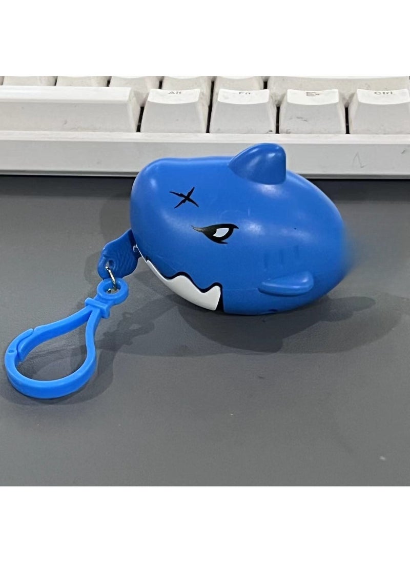 Trendy Shark Keychain Bite Novelty Stress Relief Toy Blue Megalodon-buckle 