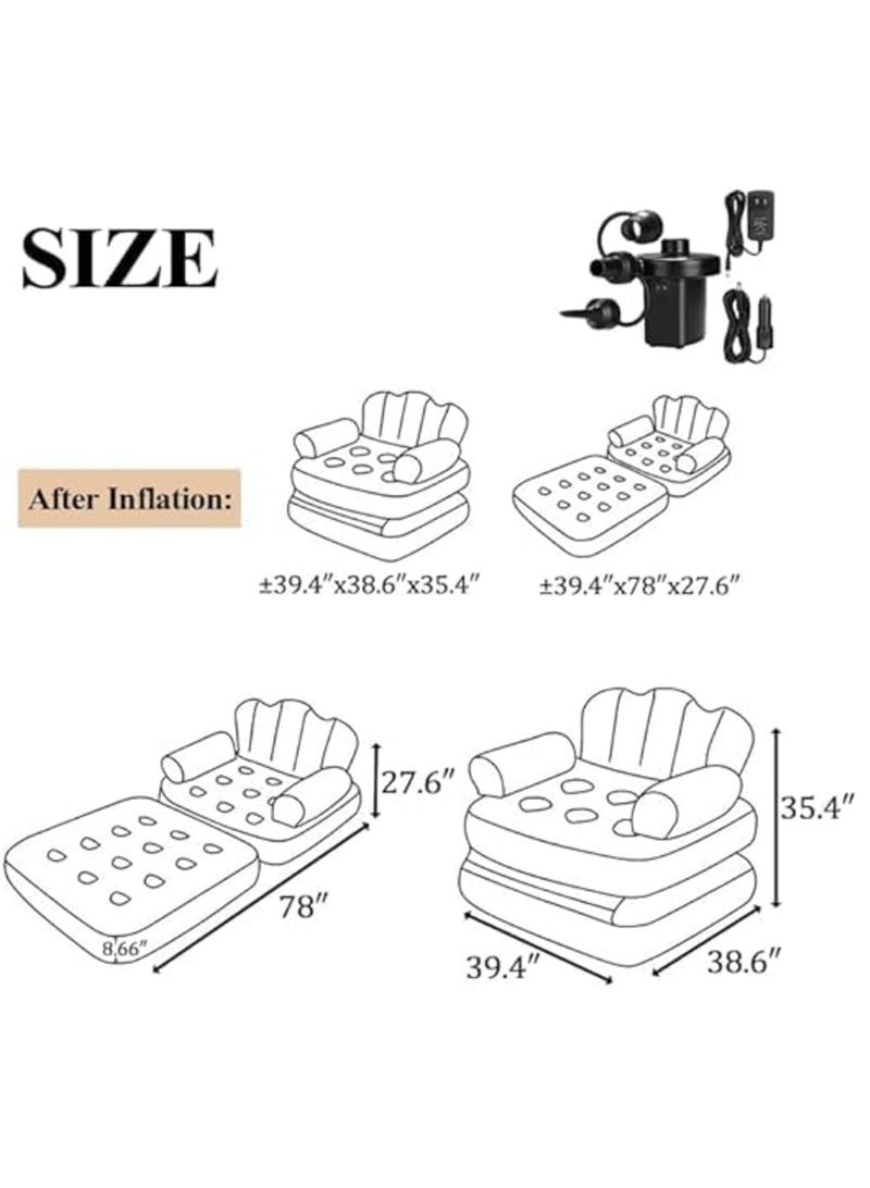 Eltrazone New Inflatable Chair Air Couch – 2-in-1 Sofa with L-Shaped Armrest & 5-in-1 Multifunctional Design - Image 5