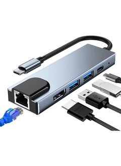 Generic HUB 5 in 1 USB C Adapter with Ethernet, USB C3.0 Hub with 100M rj45 Ethernet Port, PD Charging Port, 4K HDMI, 2USB 3.0 Ports, Compatible for MacBook Pro Air and Type C Devices  - Image 1