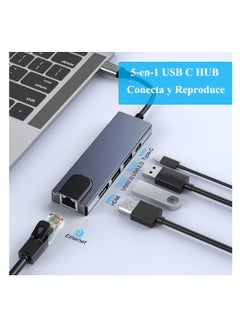 Generic HUB 5 in 1 USB C Adapter with Ethernet, USB C3.0 Hub with 100M rj45 Ethernet Port, PD Charging Port, 4K HDMI, 2USB 3.0 Ports, Compatible for MacBook Pro Air and Type C Devices  - Image 5