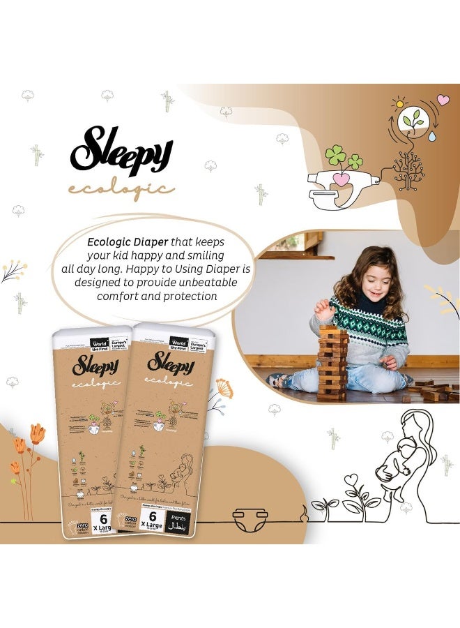 Sleepy عبوة من 64 بنطلون بيئي للأطفال مقاس 6، 2 × 32 عدداً، صديق للبيئة ومضاد للحساسية، امتصاص فائق، مواد طبيعية بالكامل - Image 2