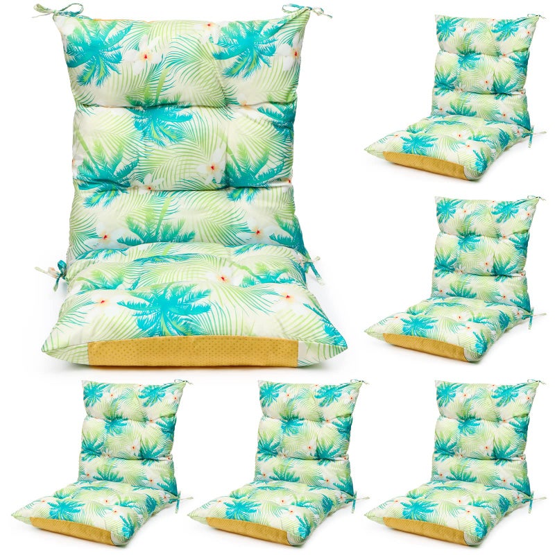 Hoteam 6 Set Patio Chair Cushions Outdoor High Chair Cushion 20 x 40 Inch Waterproof Patio Seat Rocking Indoor Thickened PadTree StyleFresh Color