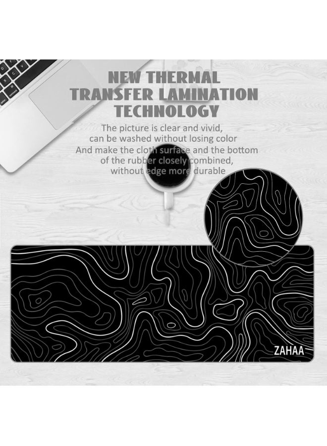زها لوحة ماوس ألعاب كبيرة ، حواف مخيطة، سطح قماش ناعم، قاعدة مطاطية غير قابلة للانزلاق، ماوس باد مقاومة للماء بسمك 3 مم - أسود - Image 5