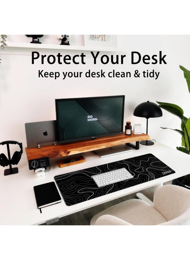 زها لوحة ماوس ألعاب كبيرة ، حواف مخيطة، سطح قماش ناعم، قاعدة مطاطية غير قابلة للانزلاق، ماوس باد مقاومة للماء بسمك 3 مم - أسود - Image 4