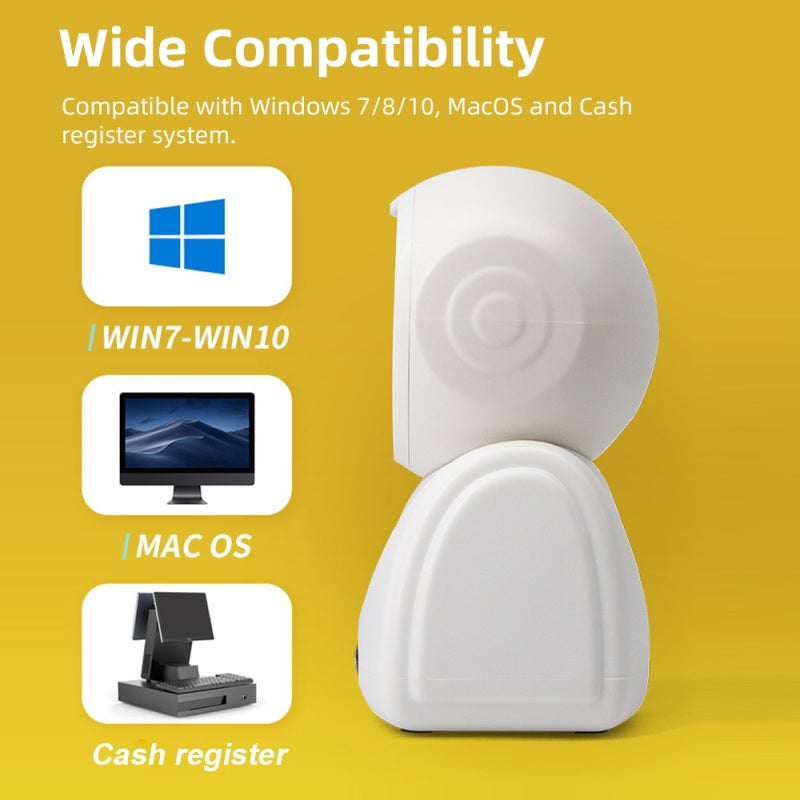 Barcode Scanner White: 3 Scanning Modes Plug And Play - 1D/2D/QR Strong Decoding Capacity Hands-Free Desktop Scanner For Supermarkets Retail Stores Restaurants Warehouses - Image 3
