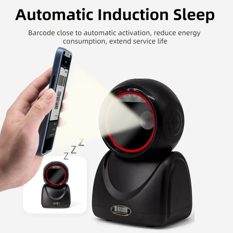 Barcode Scanner White: 3 Scanning Modes Plug And Play - 1D/2D/QR Strong Decoding Capacity Hands-Free Desktop Scanner For Supermarkets Retail Stores Restaurants Warehouses - Image 4