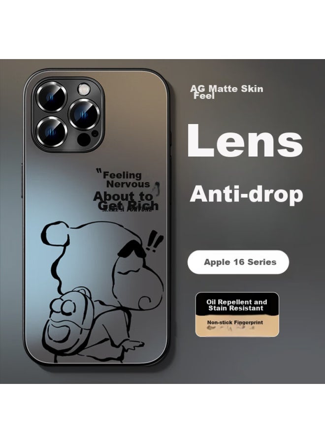 Xp Suitable For Apple 16 Pro Phone Case, Full Lens Protection, Iphone 16 Pro Heat Dissipation, Silicone Cartoon Creative Design, For Men And Women, Couples, Shockproof, High-end Feel - Graphite Gray, Independent New Style - Image 2