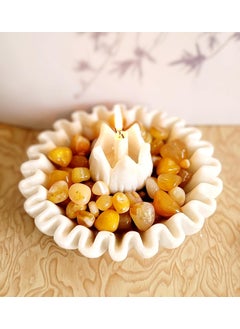 R&M RM Marble Bowl & Candle Holder Duo – 2-Piece Decorative Set for Home Décor | 9-Inch Marble Urli Bowl with 3-Inch Candle Holder | Multi-Use Marble Flower or Fruit Bowl & Candle Stand  - Image 3