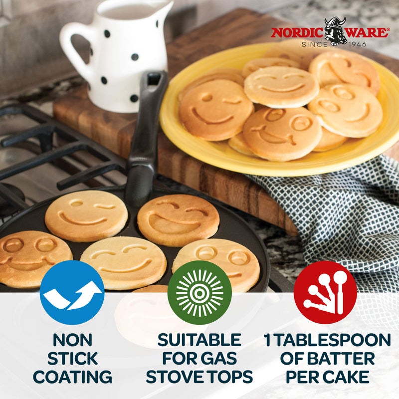 Nordic Ware Smiley Face Pancake Pan Silver, 10 1/2 inch diameter - Image 3
