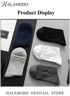 HALAMODO 5 Pairs Unisex Cotton Socks Classic Crew Socks Soft Plain Colors Casual Socks Athletic Socks Lightweight Dress Socks for Formal & Casual Wear  - Image 3