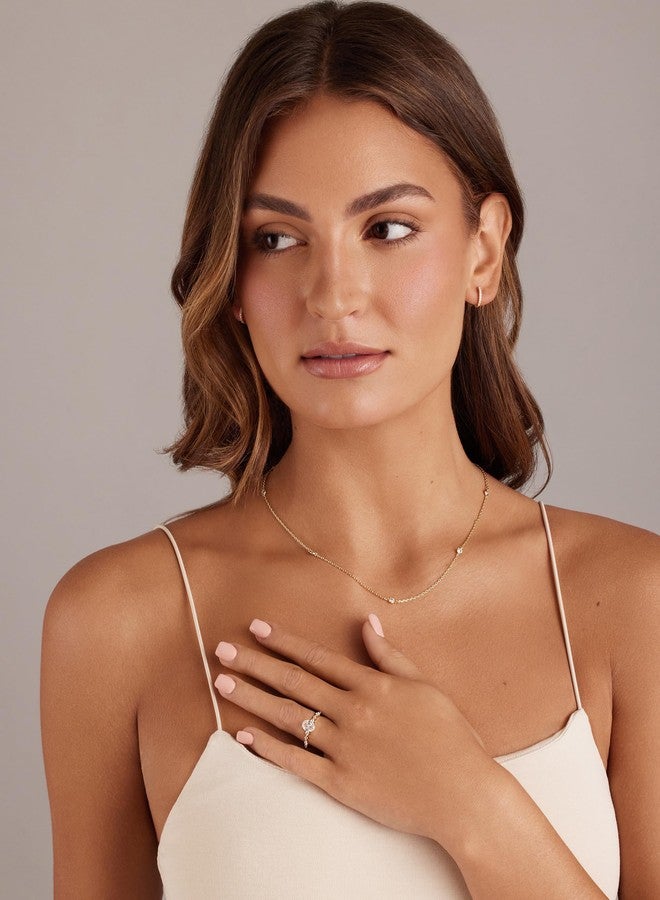 PAVOI 14K Yellow Gold Plated 1.25CT Oval Cubic Zirconia Promise Engagement Ring | Solitaire Wedding Bands | Halo Fake Engagement Ring for Women | Size 7 - Image 4