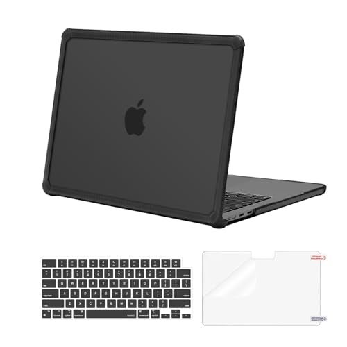 MOSISO Compatible with MacBook Air 13 inch Case M5 2026 M4 2025 M3 M2 20242022 A3449 A3240 A3113 A26813 in 1 Kit CrackResistant Heavy Duty Protective Plastic Hard Case with TPU Bumper Black - Image 1