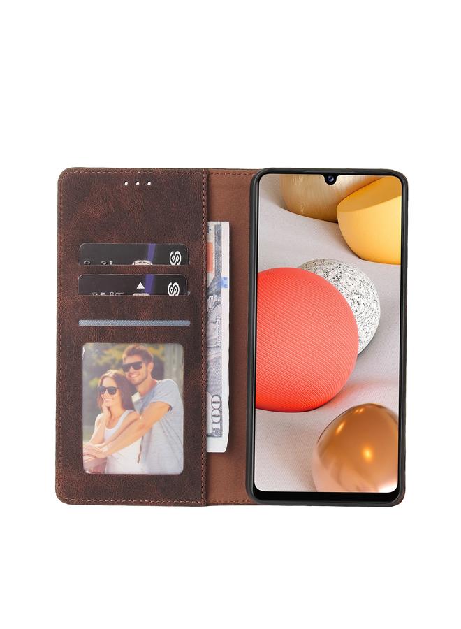 اس-توب جراب لهاتف Samsung Galaxy A42 5G، جراب جلدي أفقي بسيط مع حامل وفتحة بطاقة ومحفظة - Image 4