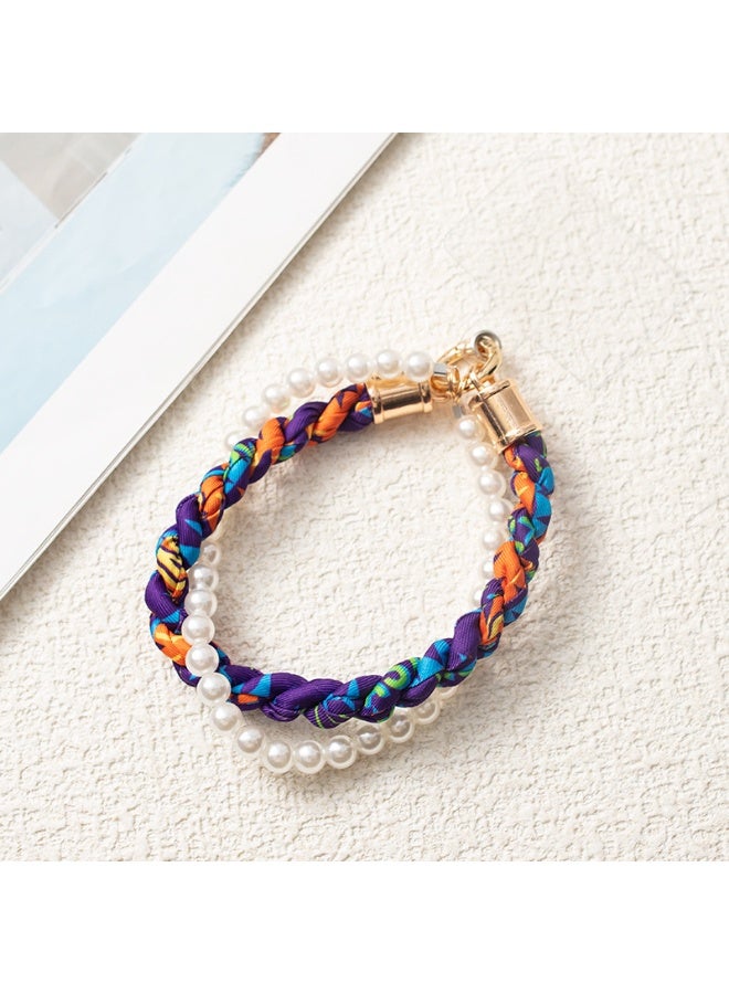 NIBEMINENT Beaded Phone Lanyard, Anti Lost Removable Wrist Strap, Cartoon Bracelet Pendant, Phone Keychain Lanyard,2/Purple