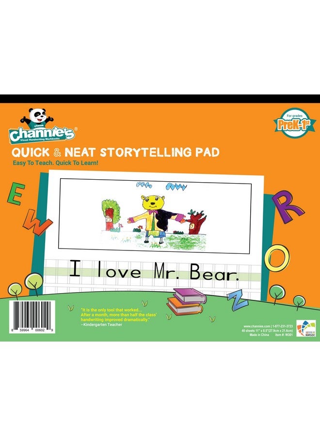Channie's Visual Handwriting Storytelling Workbooks for Prek-1st grades 40 sheet 80 pages 8 x 11.5 with paper back - Image 1