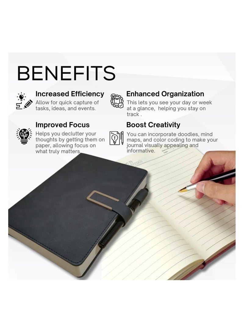 Generic Leather Diary A5 hardcover notebook with pen, bound in leather, suitable for writing diaries in both male and female schools, offices, work, daily life, and travel  - Image 3
