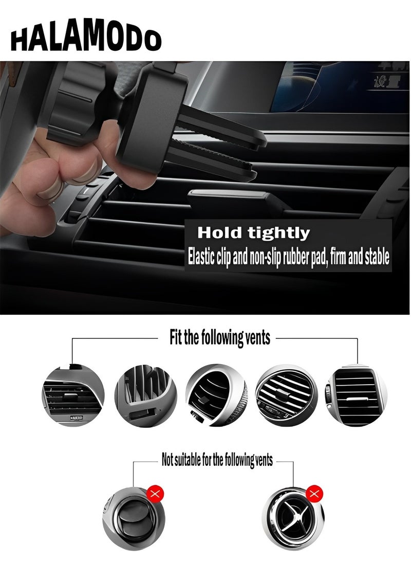 هالامودو حامل هاتف للسيارة فائق الثبات مثبت على فتحة تهوية السيارة، حامل هاتف محمول قابل للدوران 360 درجة وقابل للسحب لهاتف iPhone وSamsung وGoogle وجميع الهواتف الذكية الأخرى - Image 2