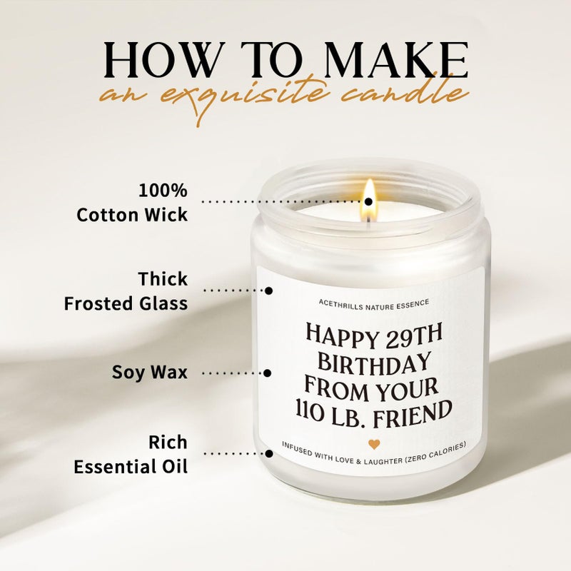 AceThrills Best Friend Birthday Gifts for Women, Funny 30Th 40Th 50Th 60Th 70Th 80Th Birthdays Gifts Unique - 7 Oz Lavender Scented Candle (from Your 110 Lb. Friend) - Image 3