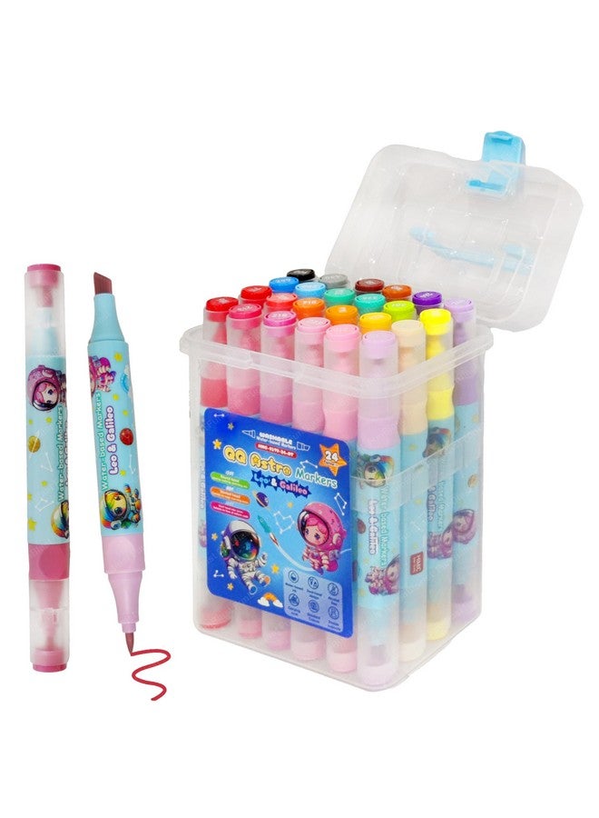FunBlast Colour Marker - 24 Colors Art Markers Colour Sketch Pens Set for Kids, Artists Sketching Drawing Materials, Cute Art Supplies, Twin Tip Coloring Sketch Markers (Space) - Image 1