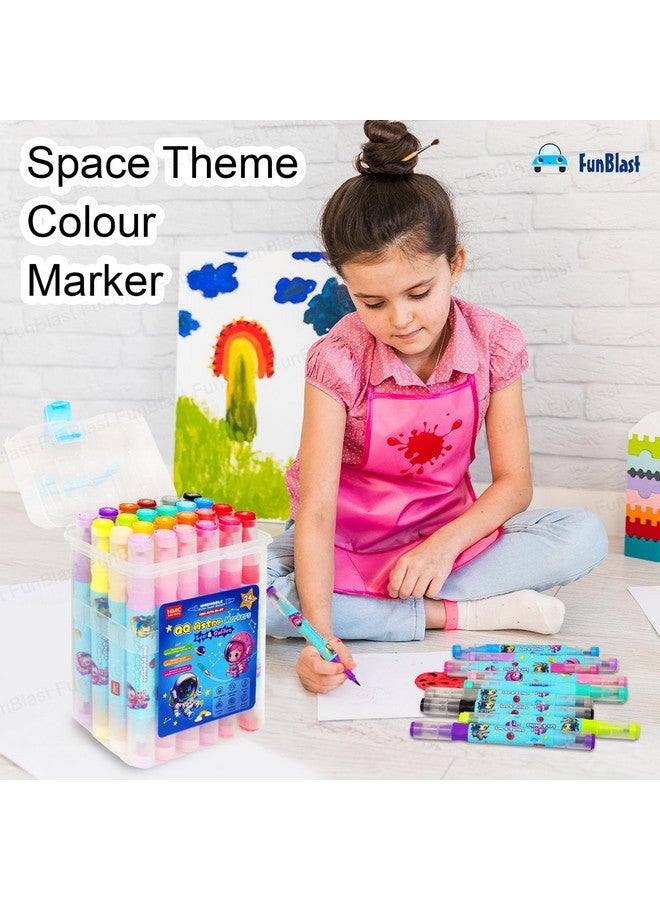 FunBlast Colour Marker - 24 Colors Art Markers Colour Sketch Pens Set for Kids, Artists Sketching Drawing Materials, Cute Art Supplies, Twin Tip Coloring Sketch Markers (Space) - Image 4